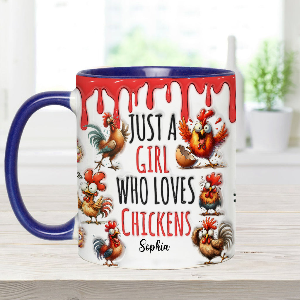 Just A Girl Who Loves Chickens - Personalized Chicken Accent Mug