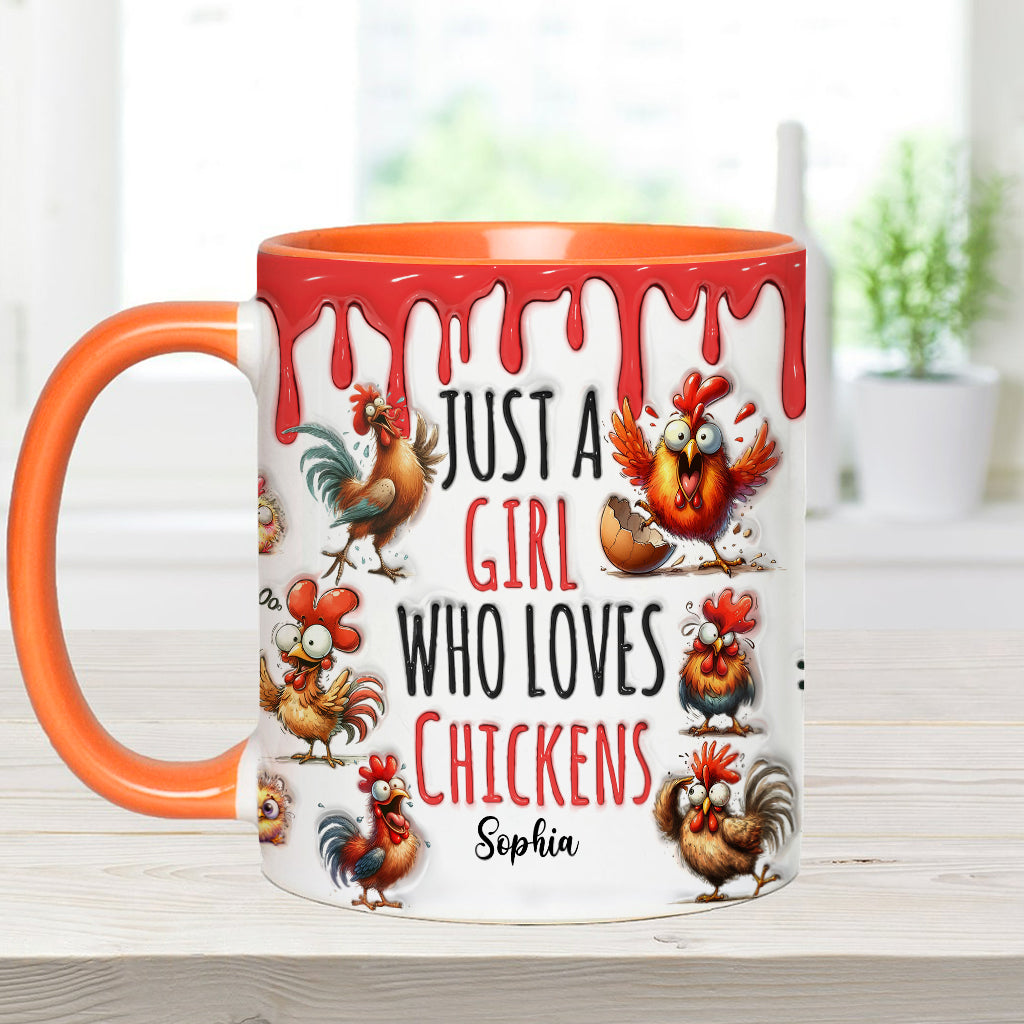Just A Girl Who Loves Chickens - Personalized Chicken Accent Mug