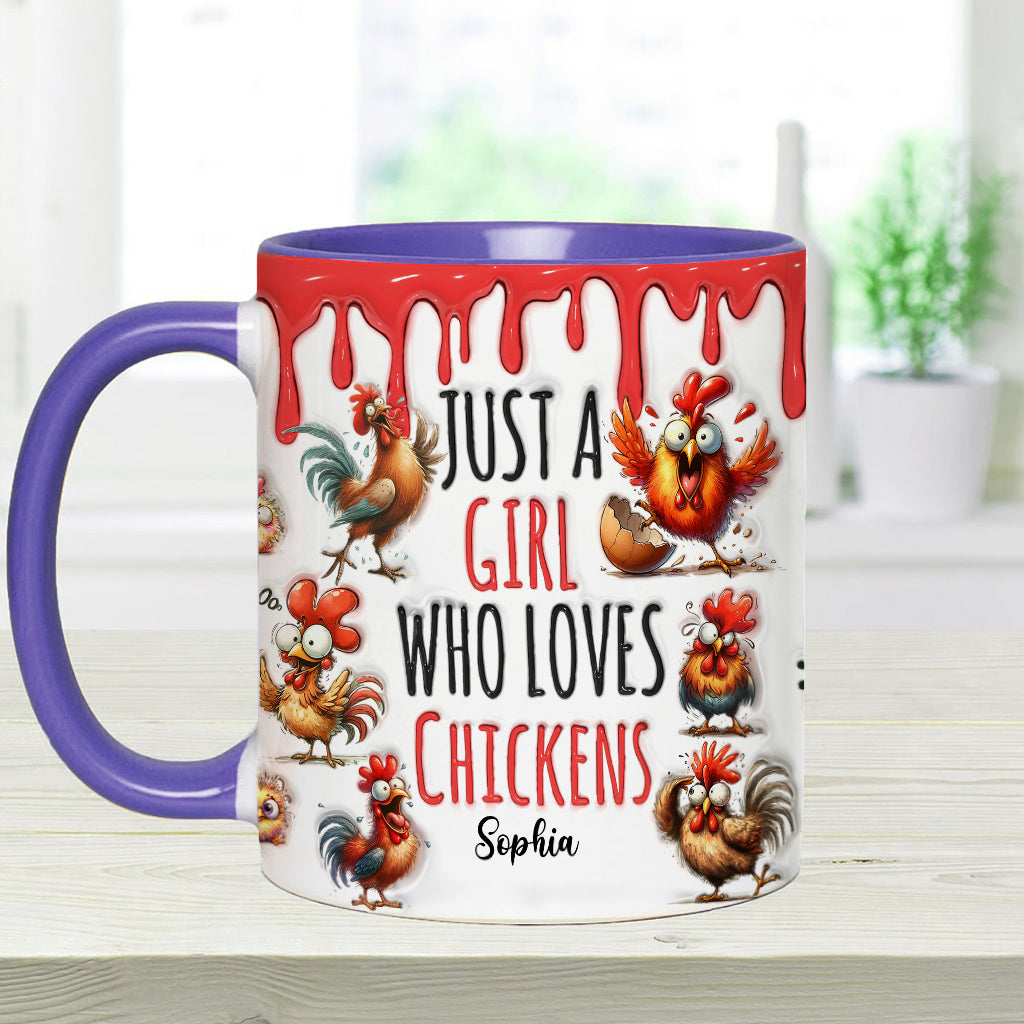 Just A Girl Who Loves Chickens - Personalized Chicken Accent Mug