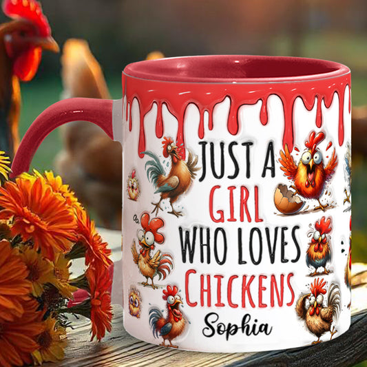 Mug personnalisé « Juste une fille qui aime les poules » avec motif poule