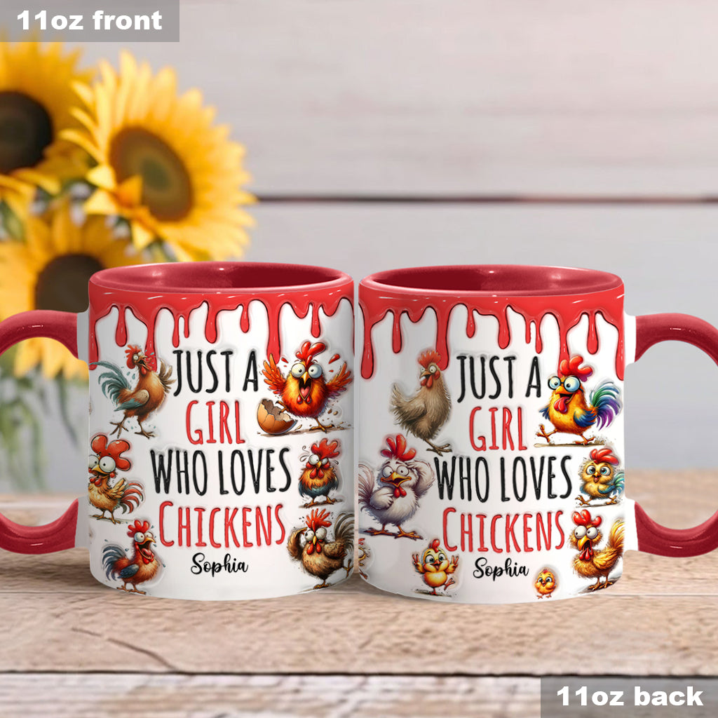 Just A Girl Who Loves Chickens - Personalized Chicken Accent Mug