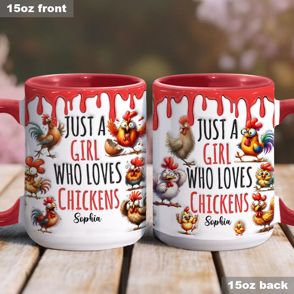 Just A Girl Who Loves Chickens - Personalized Chicken Accent Mug
