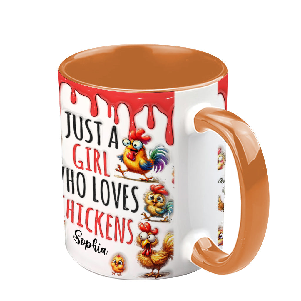 Just A Girl Who Loves Chickens - Personalized Chicken Accent Mug
