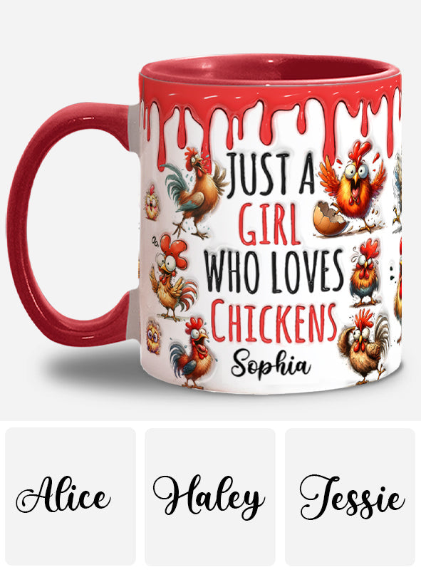 Just A Girl Who Loves Chickens - Personalized Chicken Accent Mug