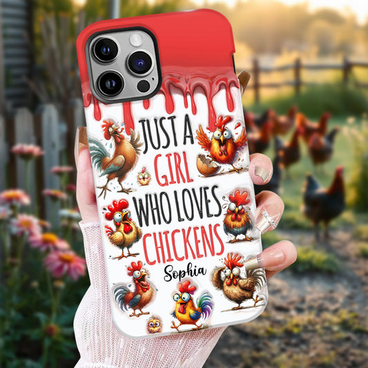 Une fille qui adore le poulet - Coque de téléphone personnalisée avec motif poulet intégral