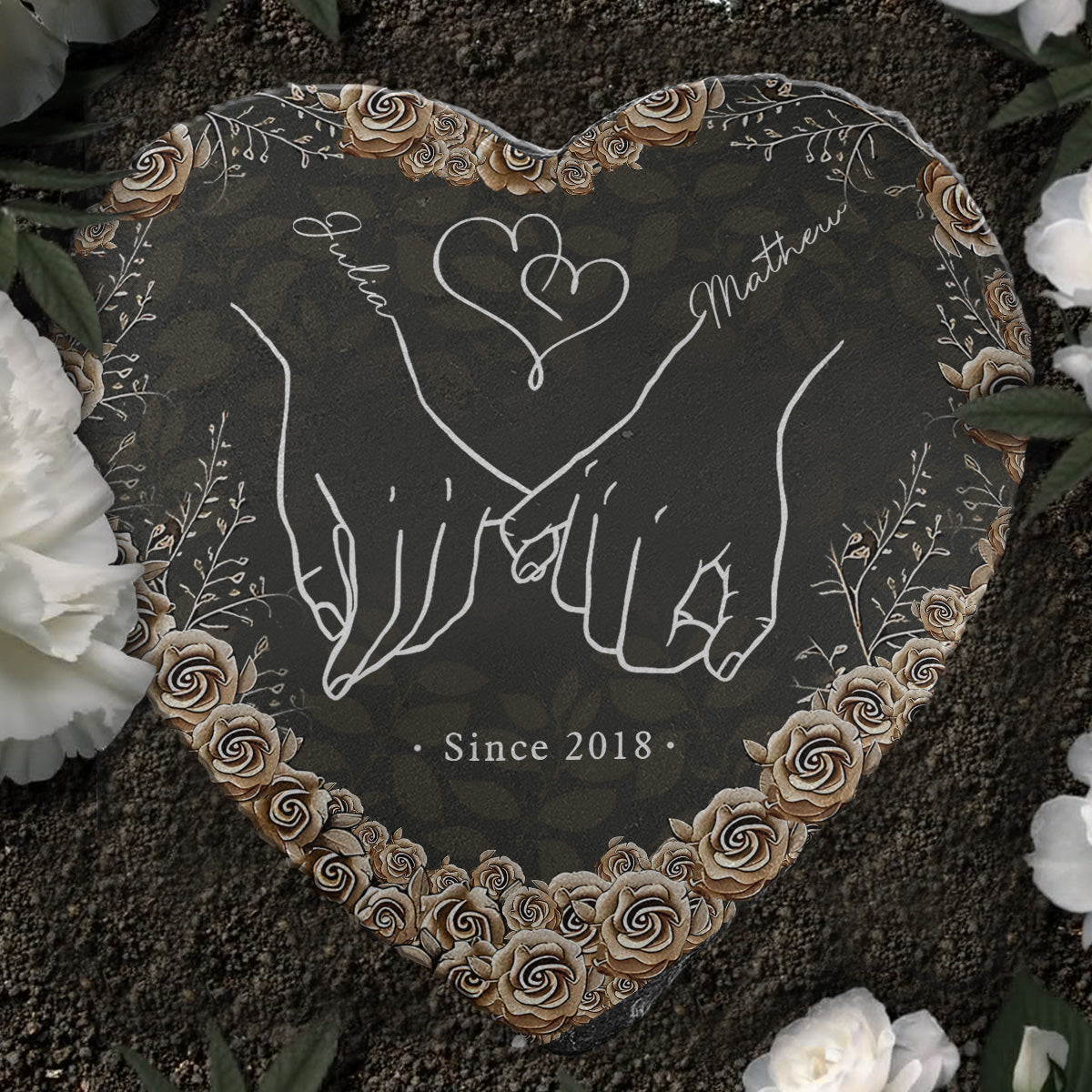 De notre premier baiser - Pierre en forme de cœur personnalisée pour les couples