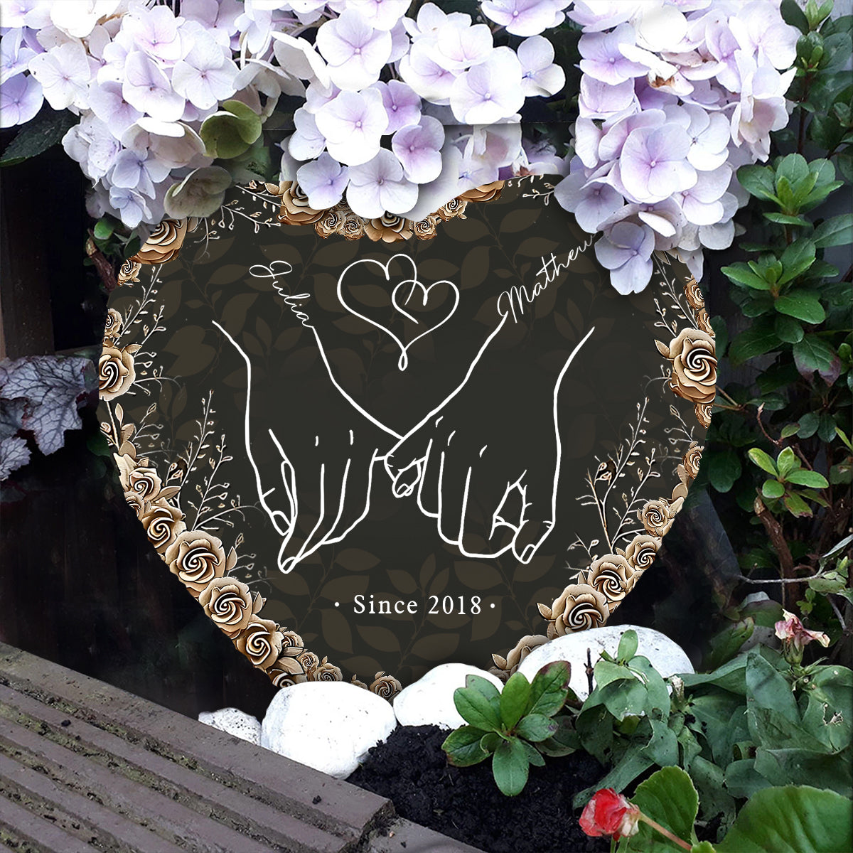 De notre premier baiser - Pierre en forme de cœur personnalisée pour les couples