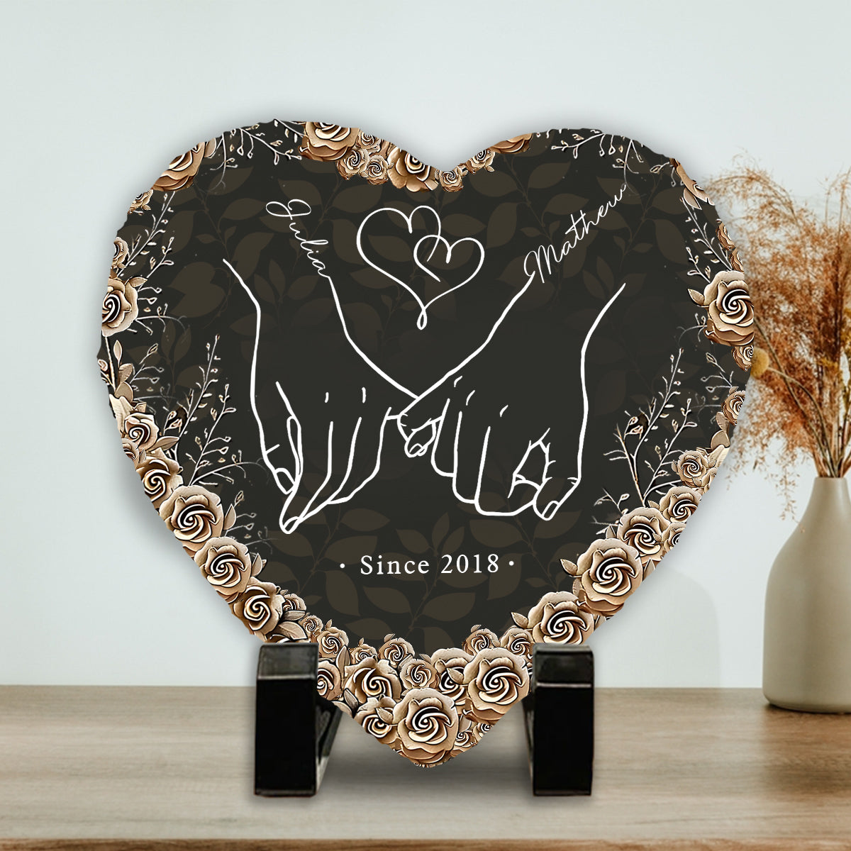 De notre premier baiser - Pierre en forme de cœur personnalisée pour les couples