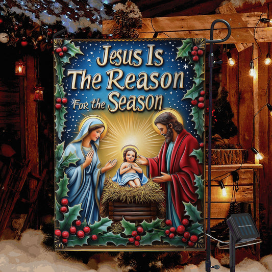 Jésus est la raison de cette fête - Drapeau de jardin chrétien