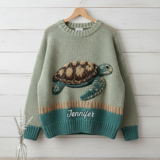 Belle tortue - Pull moche personnalisé avec une tortue
