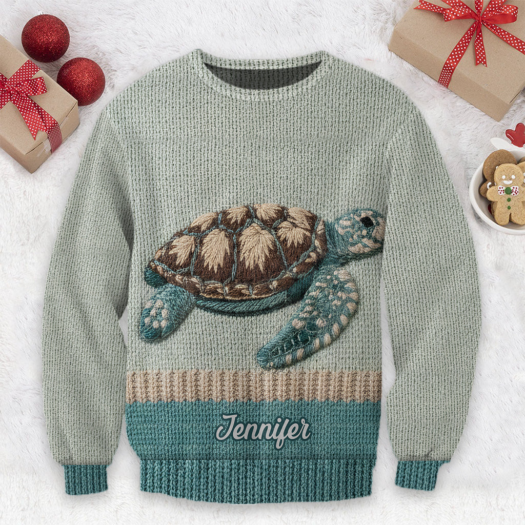 Belle tortue - Pull moche personnalisé avec une tortue