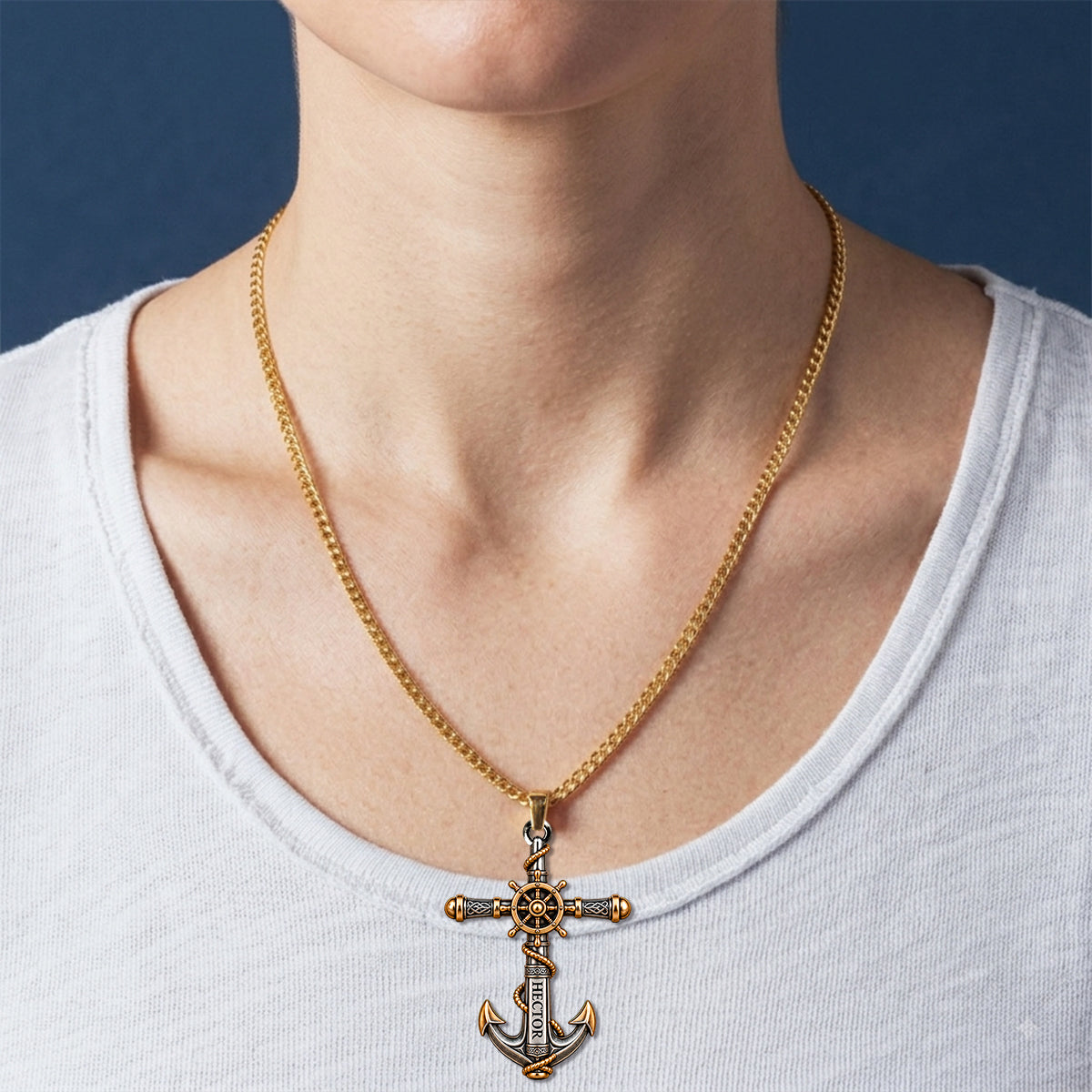 Anchor - Personalized Boating Shaped Metal Pendant Necklace