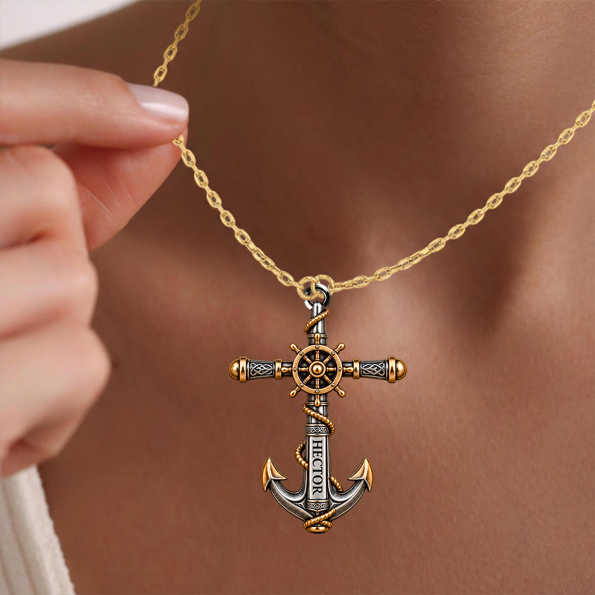 Anchor - Personalized Boating Shaped Metal Pendant Necklace