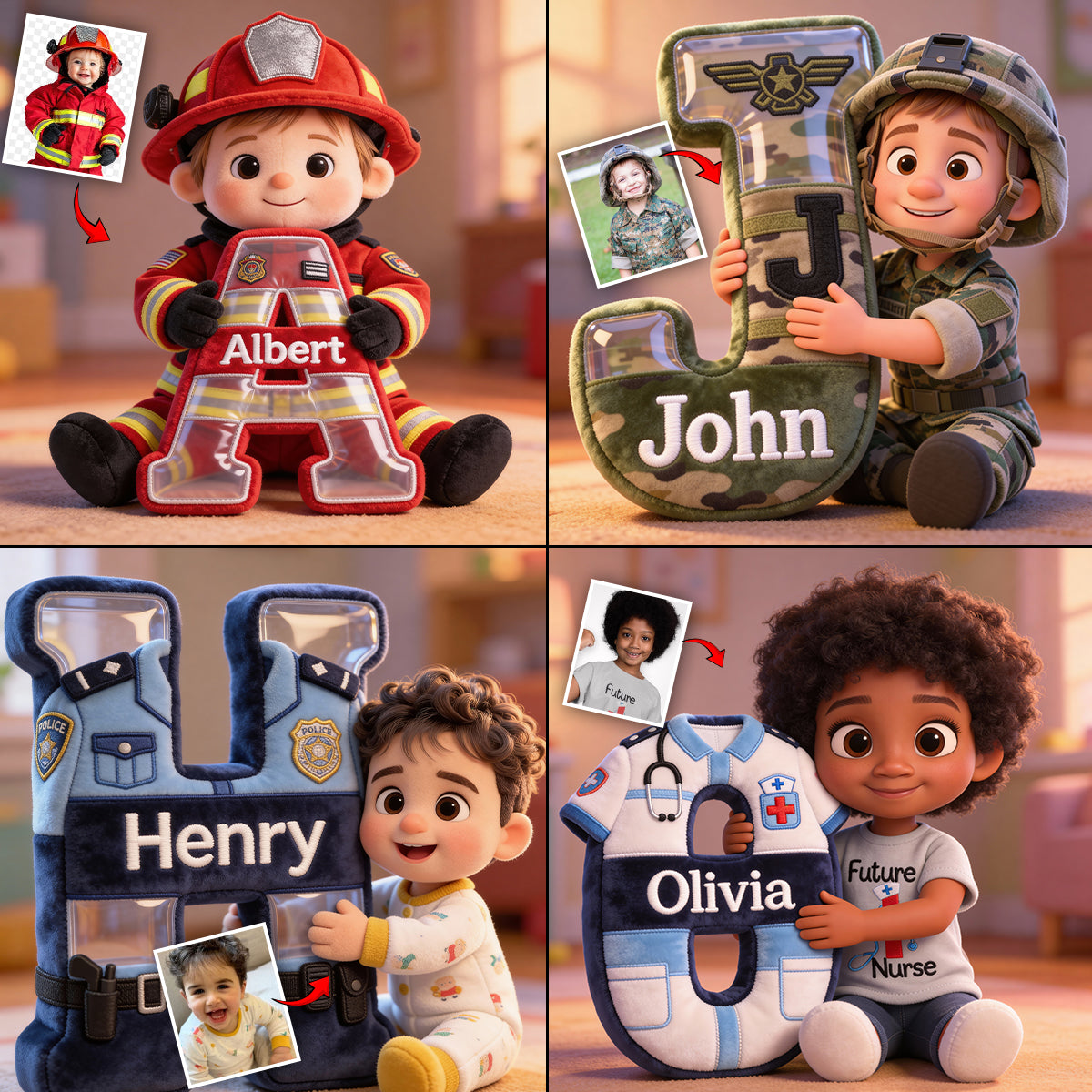 Dream Job - Personalized Kid Faux Fur Shaped Pillow