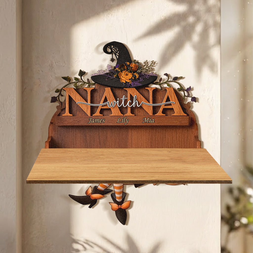 Grandma Witch - Personalized Witch Wooden Floating Shelf