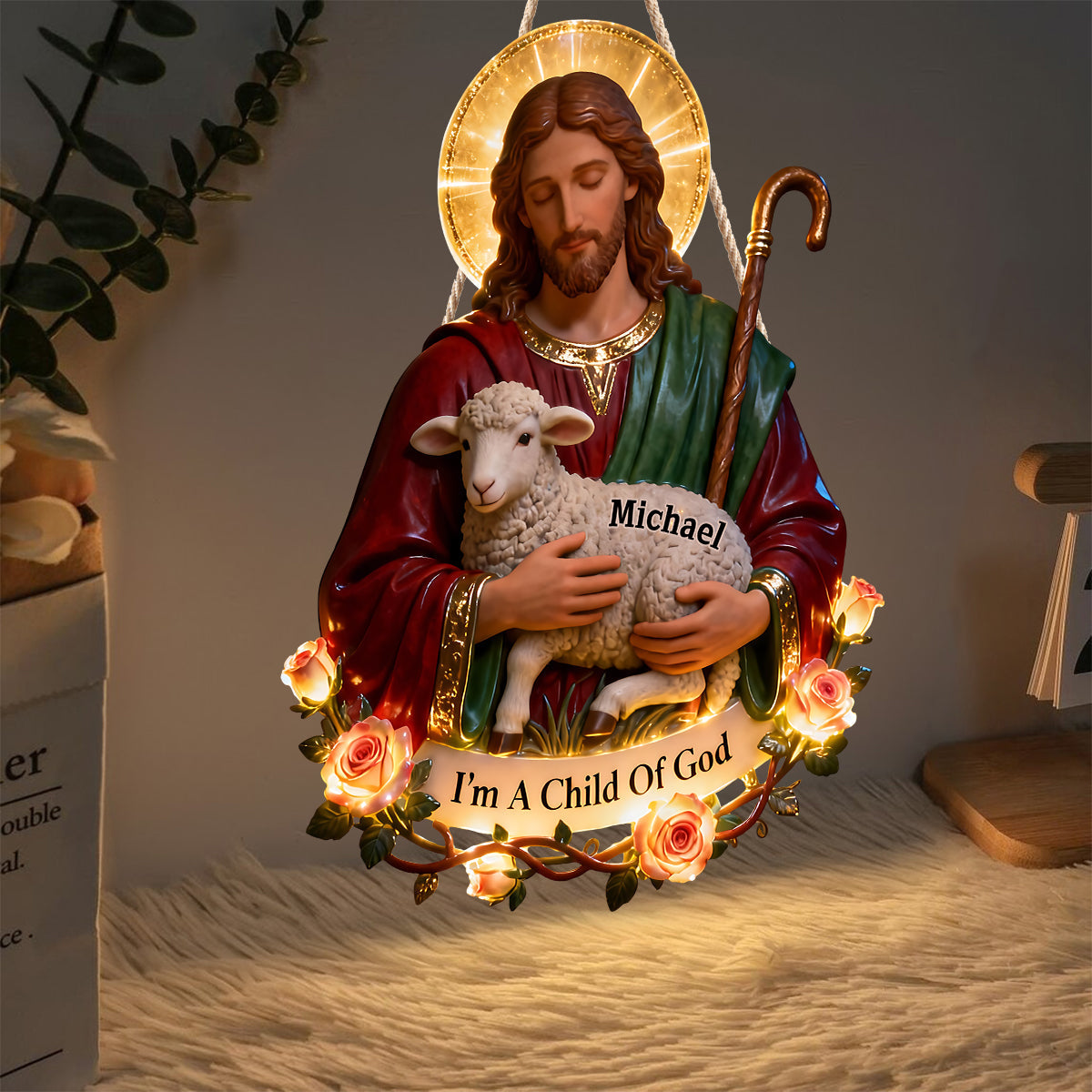 Agneau de Grâce - Panneau lumineux LED chrétien personnalisé en acrylique