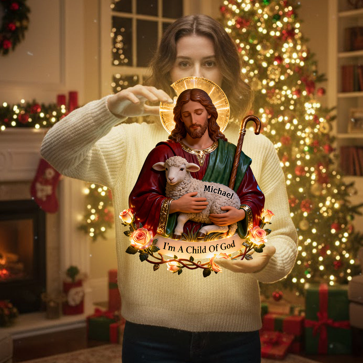 Agneau de Grâce - Panneau lumineux LED chrétien personnalisé en acrylique