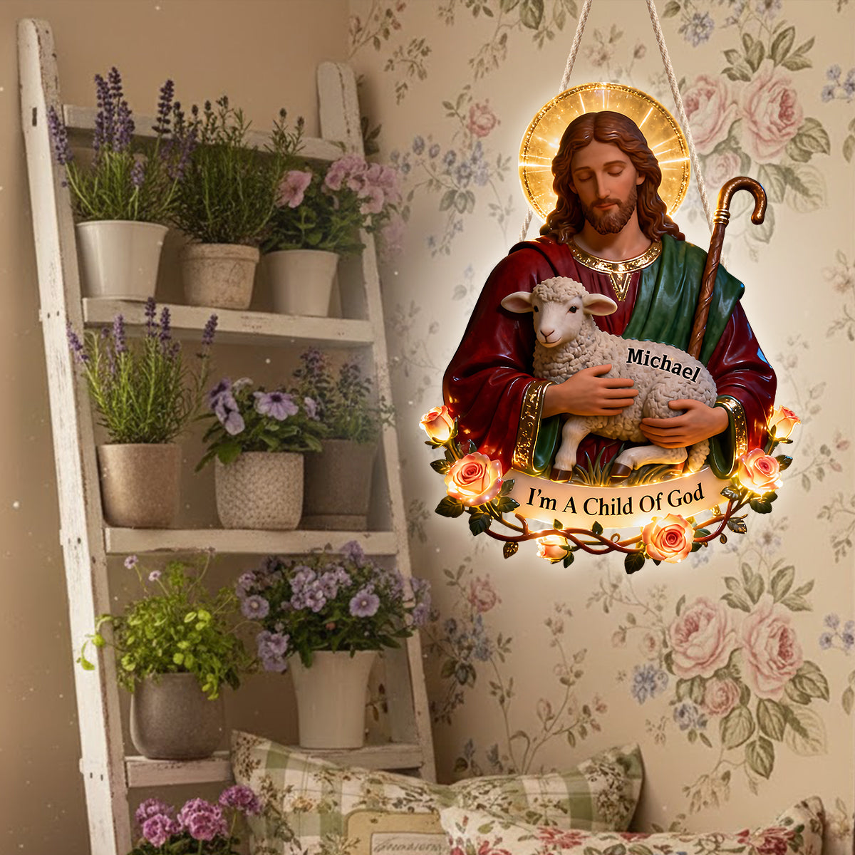 Agneau de Grâce - Panneau lumineux LED chrétien personnalisé en acrylique