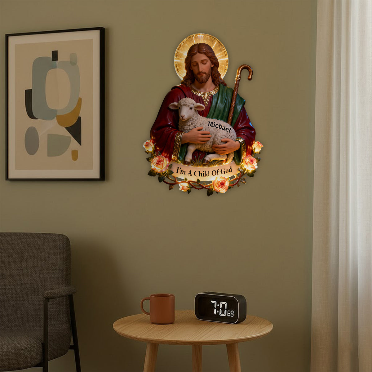 Agneau de Grâce - Panneau lumineux LED chrétien personnalisé en acrylique