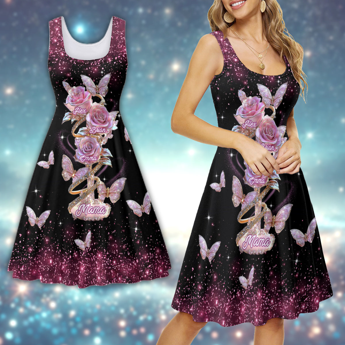 Magnifique cadeau de roses pour maman, grand-mère… - Robe sans manches personnalisée pour maman