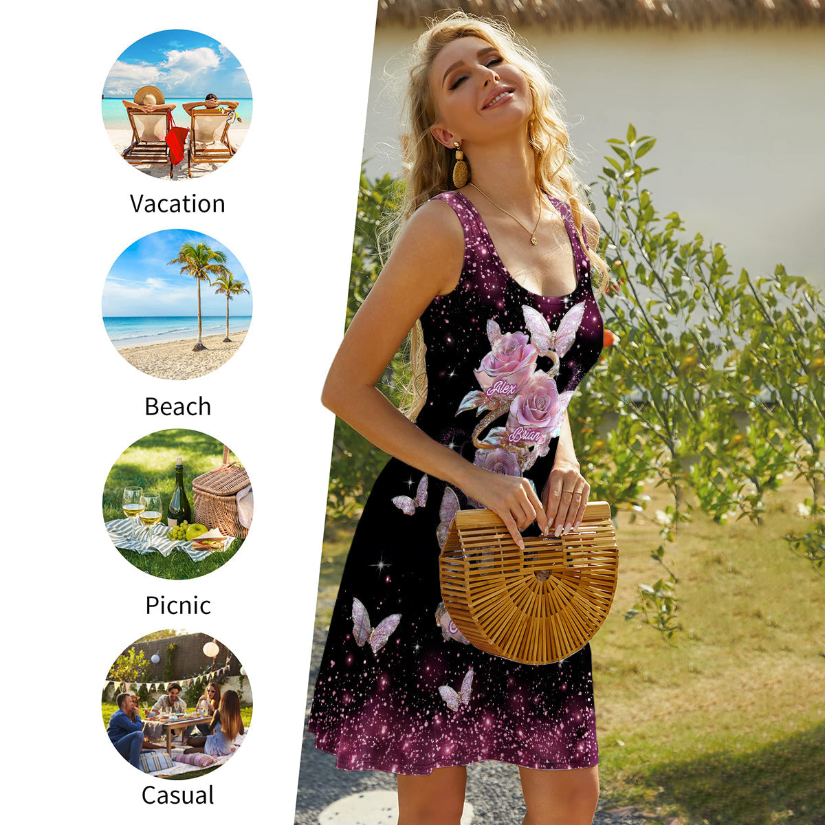 Magnifique cadeau de roses pour maman, grand-mère… - Robe sans manches personnalisée pour maman