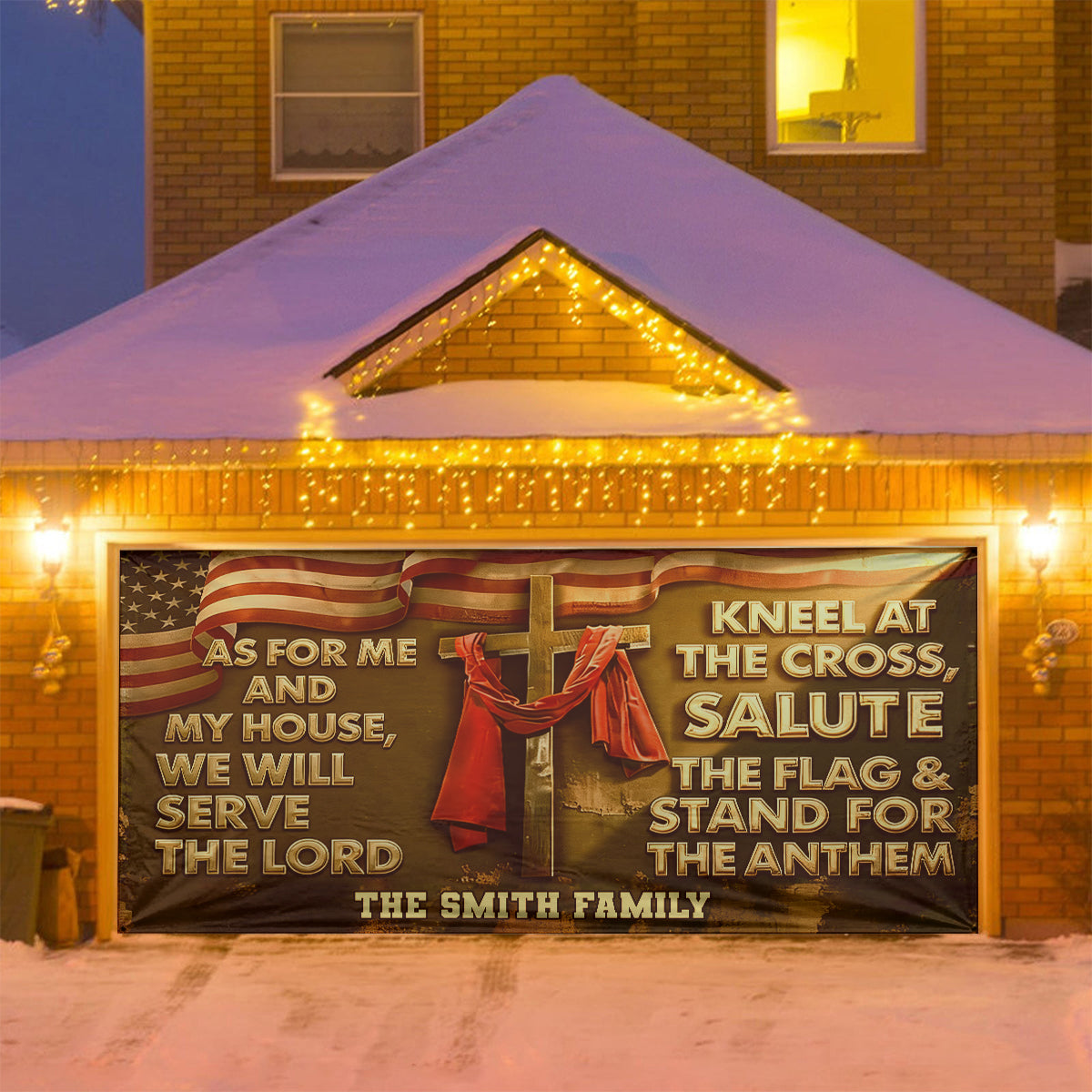 Quant à moi et à ma maison - Bannière chrétienne personnalisée pour porte de garage