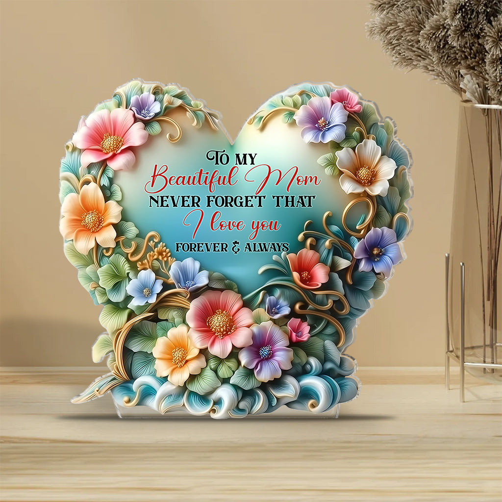 À ma magnifique maman/grand-mère, n'oublie jamais que je t'aime - Plaque acrylique personnalisée en forme de mère