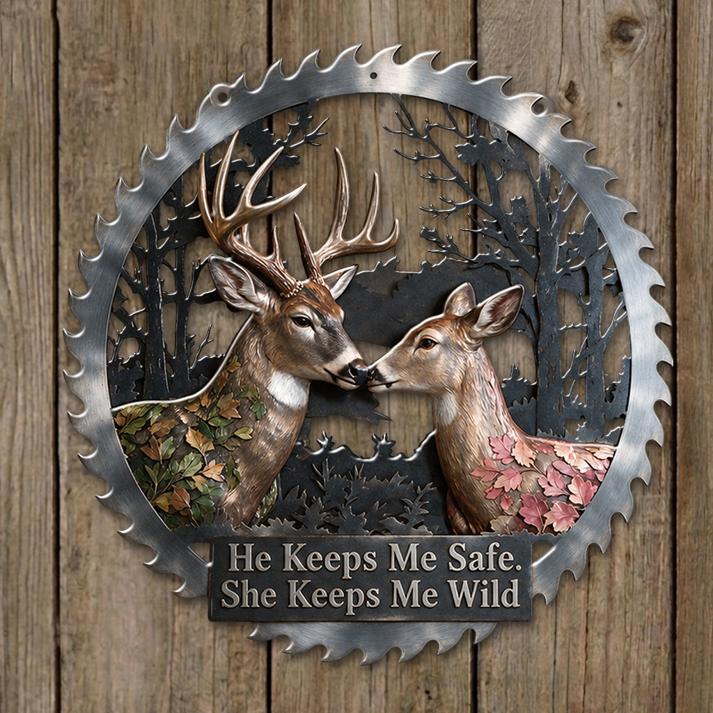 She Keeps Me Wild - Personalized Hunting 3D Printed Cut Metal Sign