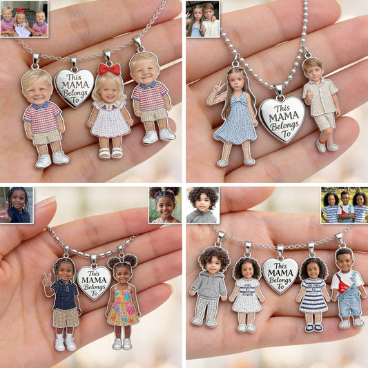 This Mom Belongs To - Personalized Mother Metal Necklaces With Pendants