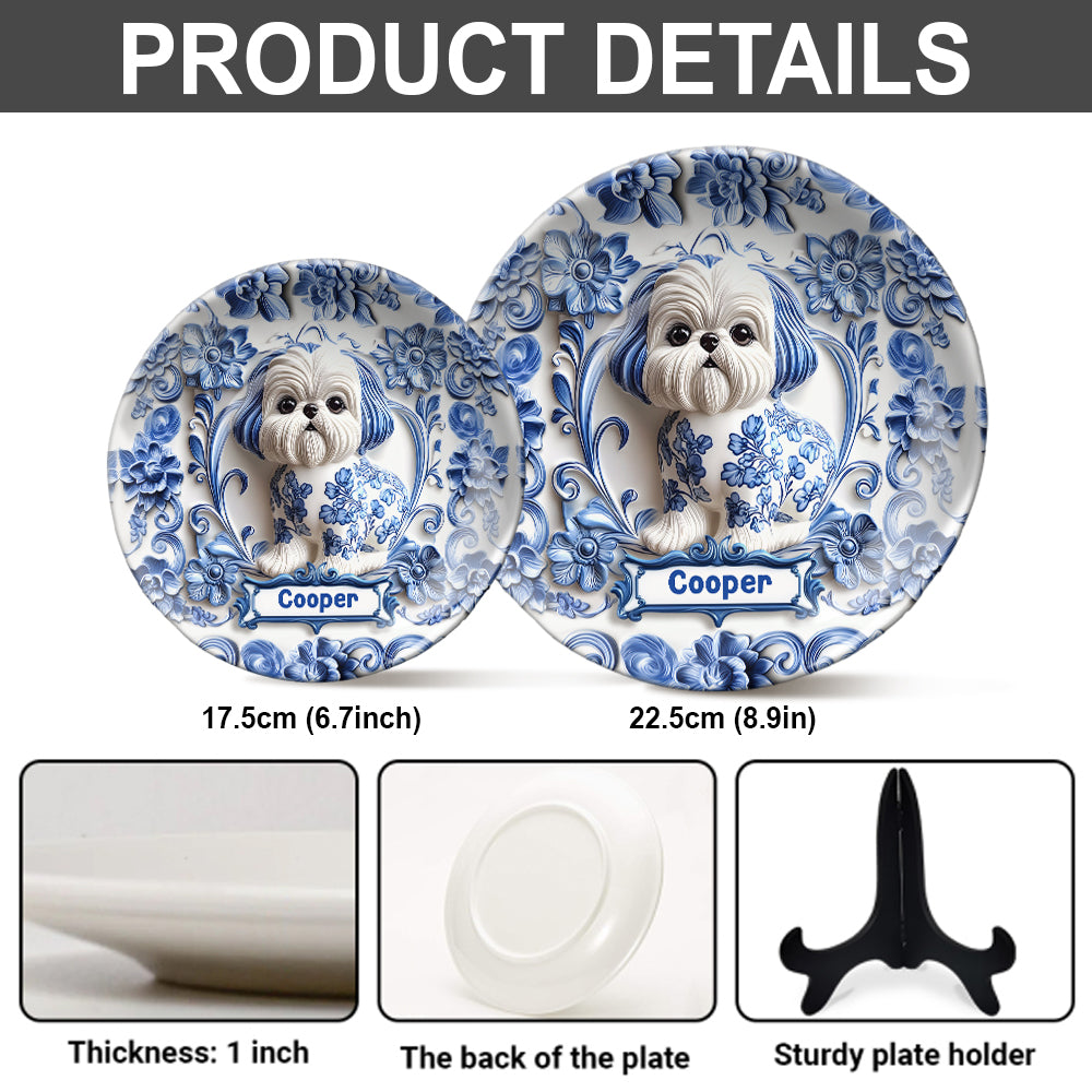 Assiette ronde en céramique personnalisée avec un adorable chien