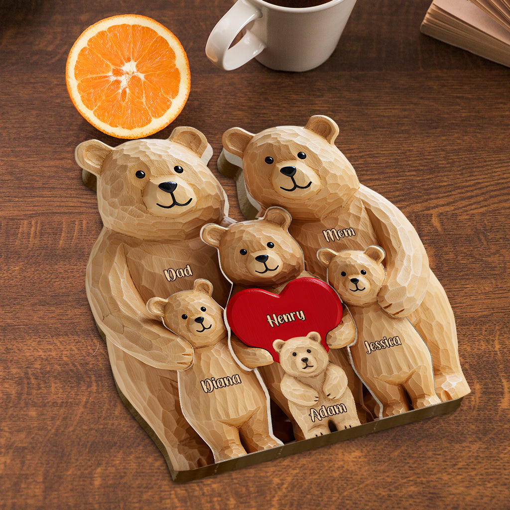 Famille d'ours - Puzzle en bois personnalisé en forme de famille