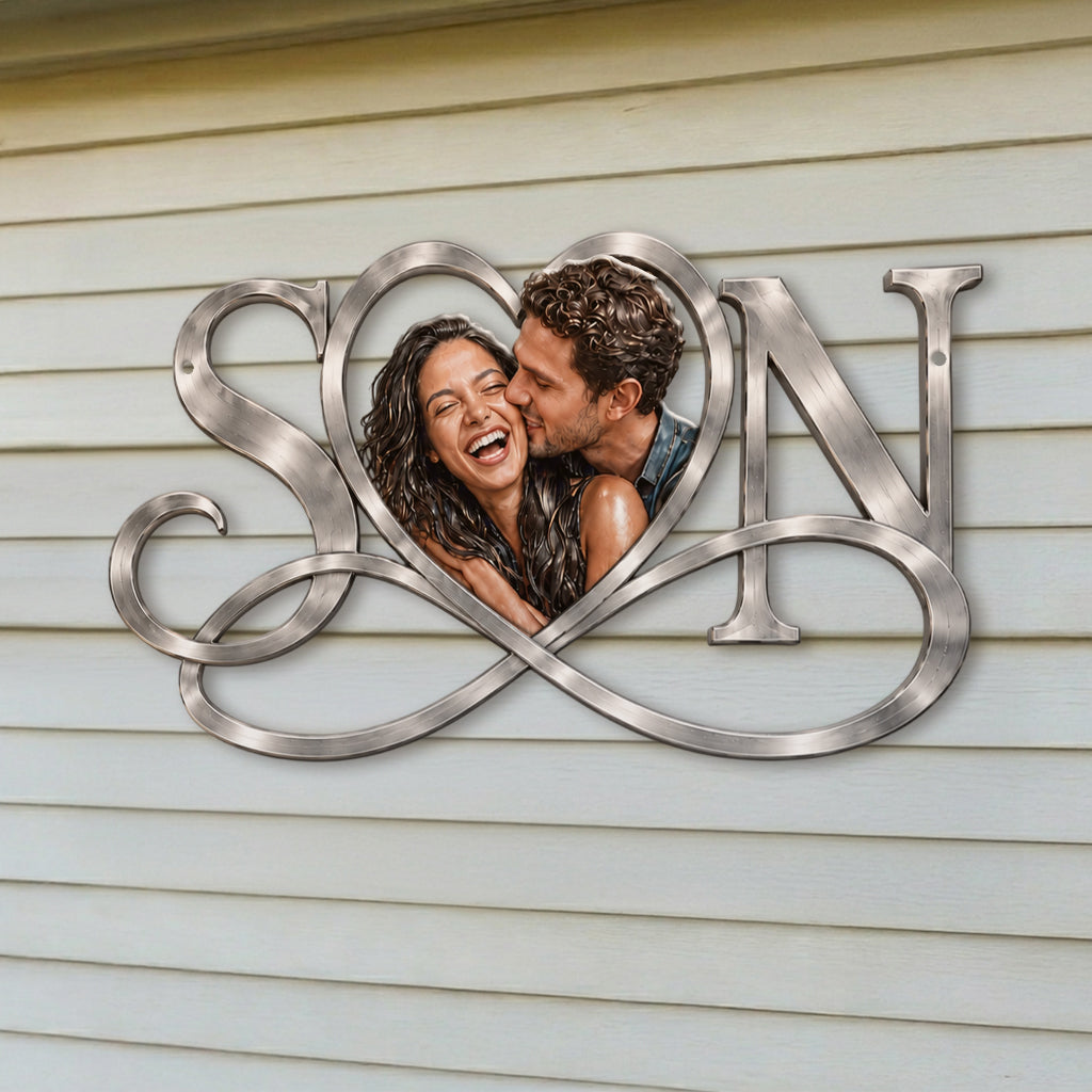 Love You - Personalized Couple 3D Printed Cut Metal Sign