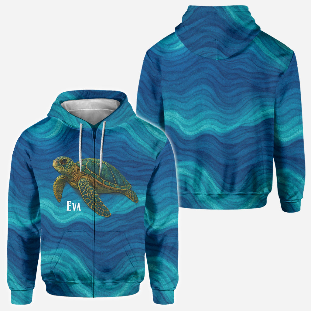 T-shirt personnalisé Tortue et Vague - T-shirt intégral Tortue