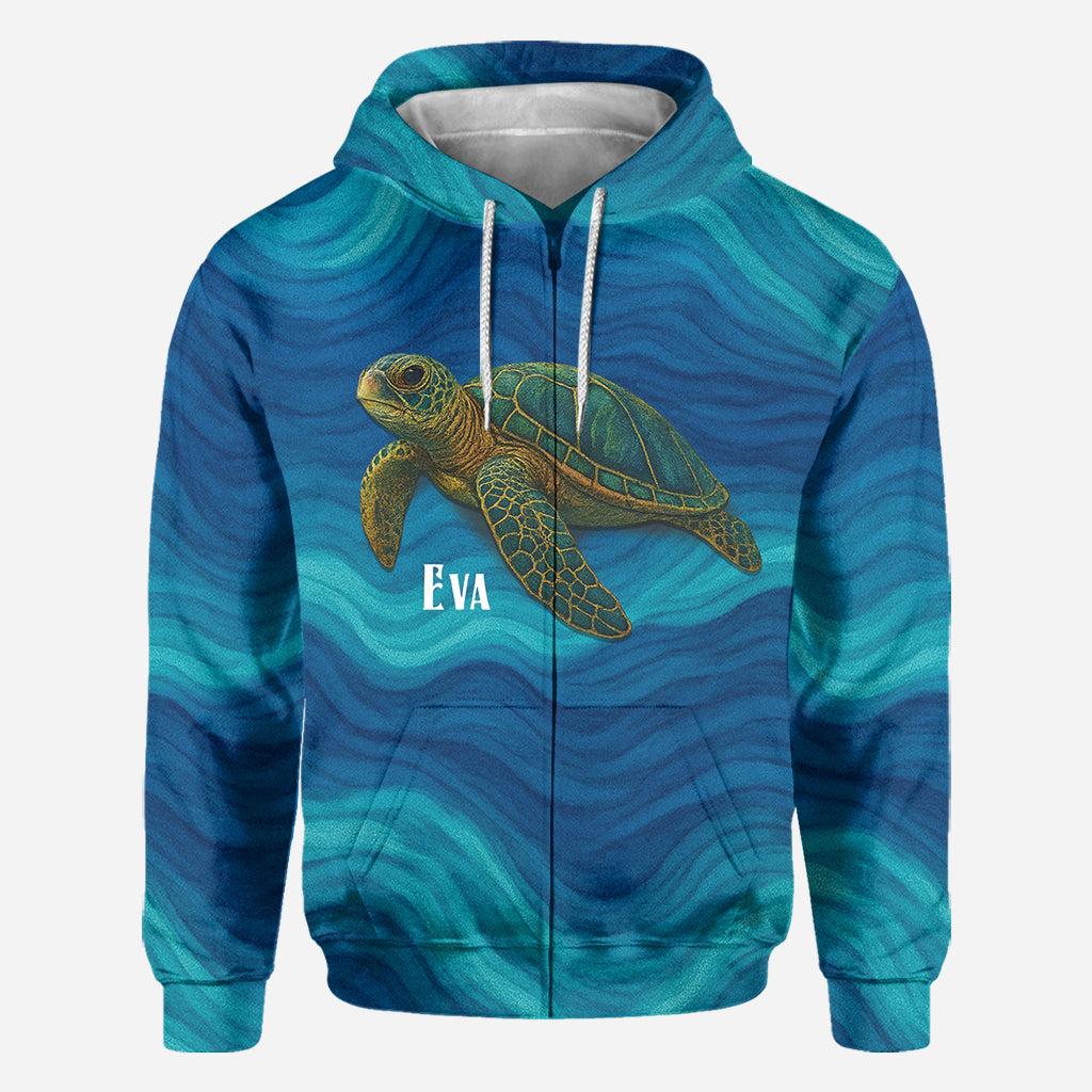 T-shirt personnalisé Tortue et Vague - T-shirt intégral Tortue