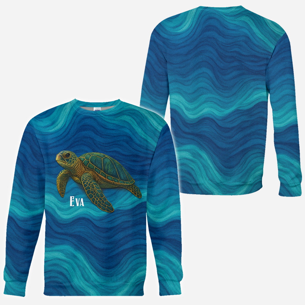 T-shirt personnalisé Tortue et Vague - T-shirt intégral Tortue