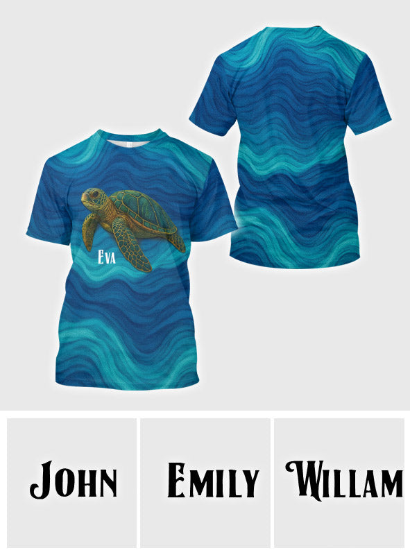 T-shirt personnalisé Tortue et Vague - T-shirt intégral Tortue