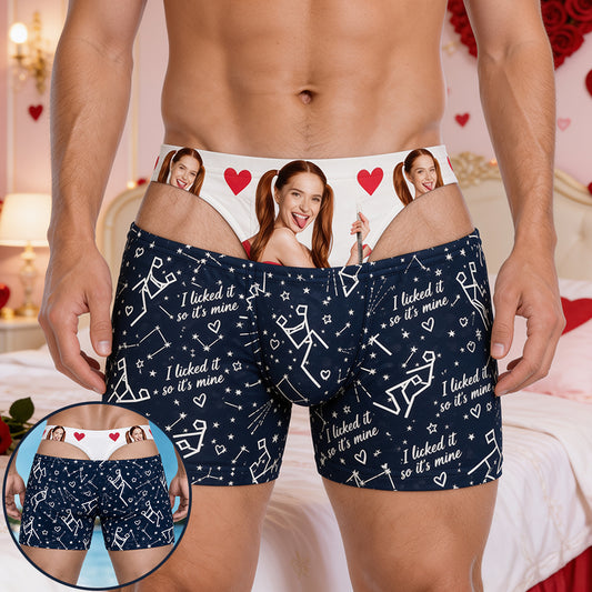 I Licked It So It's Mine - Personalized Spicy Couple Men’s Boxer Briefs