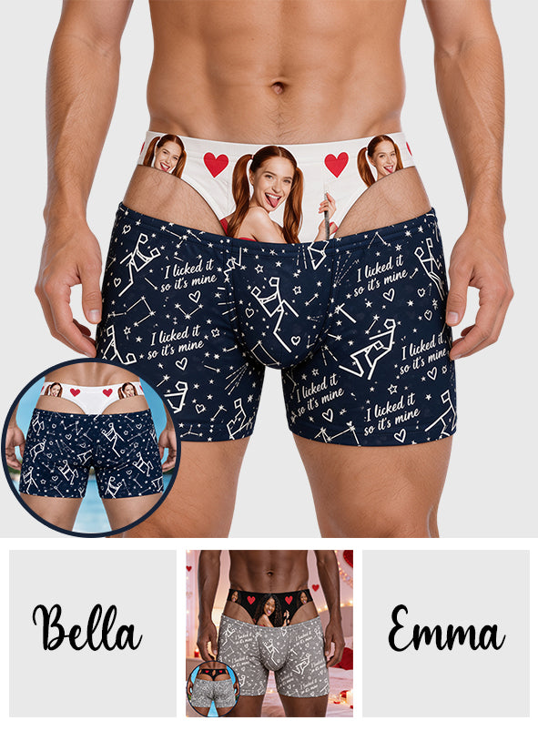 I Licked It So It's Mine - Personalized Spicy Couple Men’s Boxer Briefs