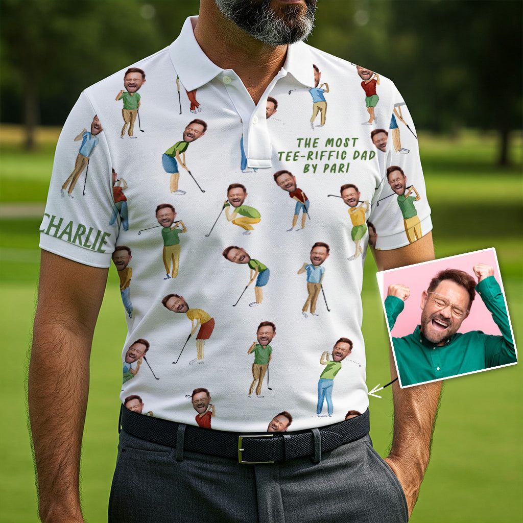 Best Dad By Par - Personalized Father Polo Shirt