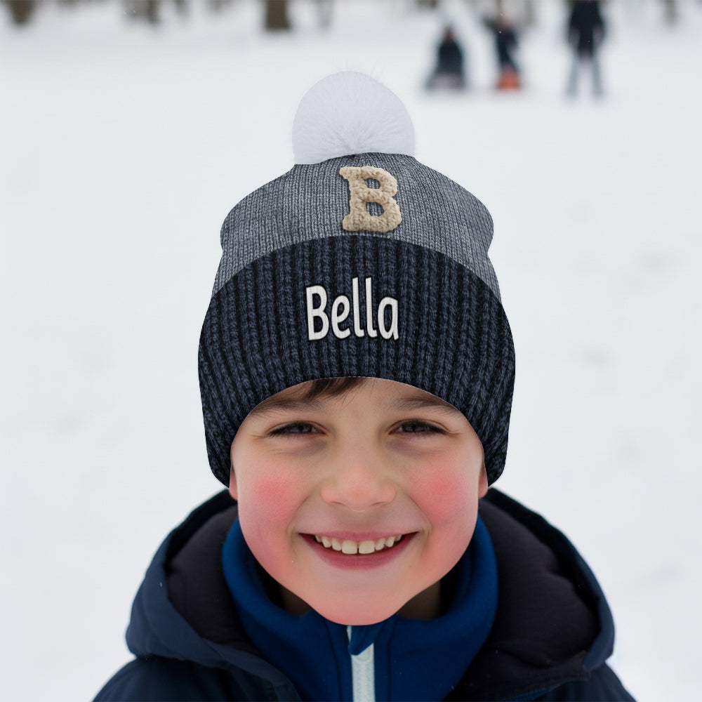 Bonnet personnalisé avec initiales, nom et alphabet - Modèle familial