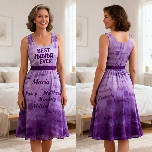 Best Nana Ever - Personalized Grandma Sleeveless Dress