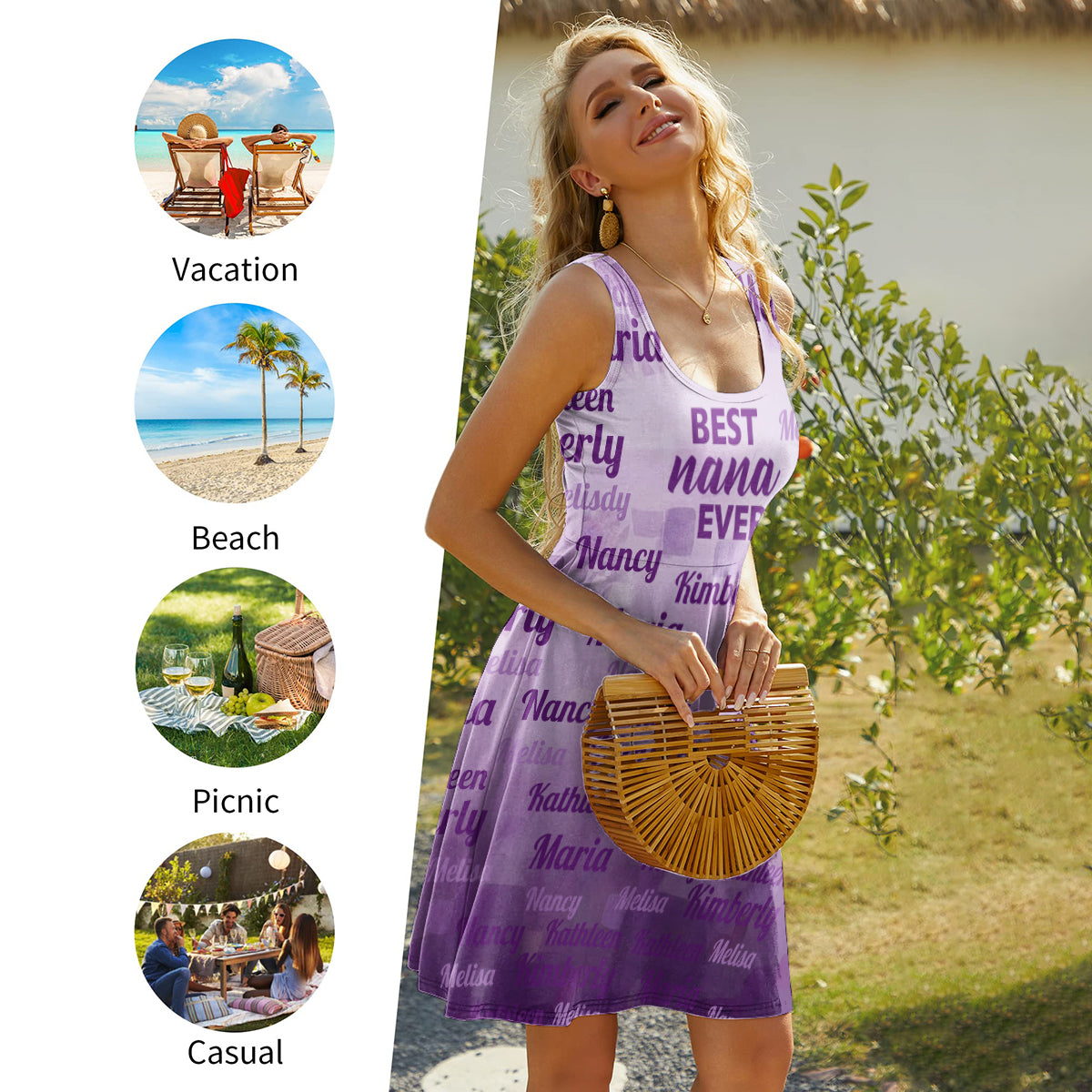 Best Nana Ever - Personalized Grandma Sleeveless Dress