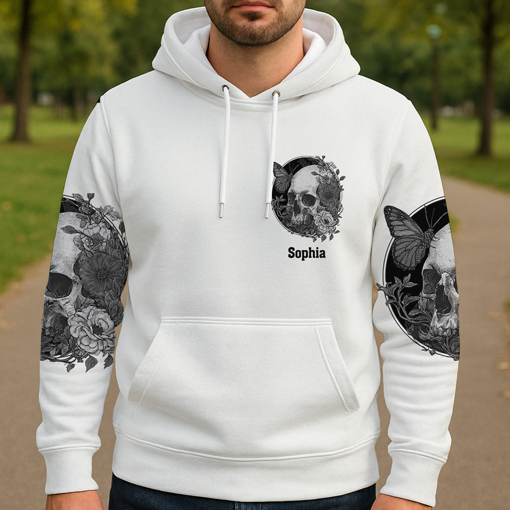 T-shirt personnalisé tête de mort blanche - T-shirt à motif tête de mort intégrale