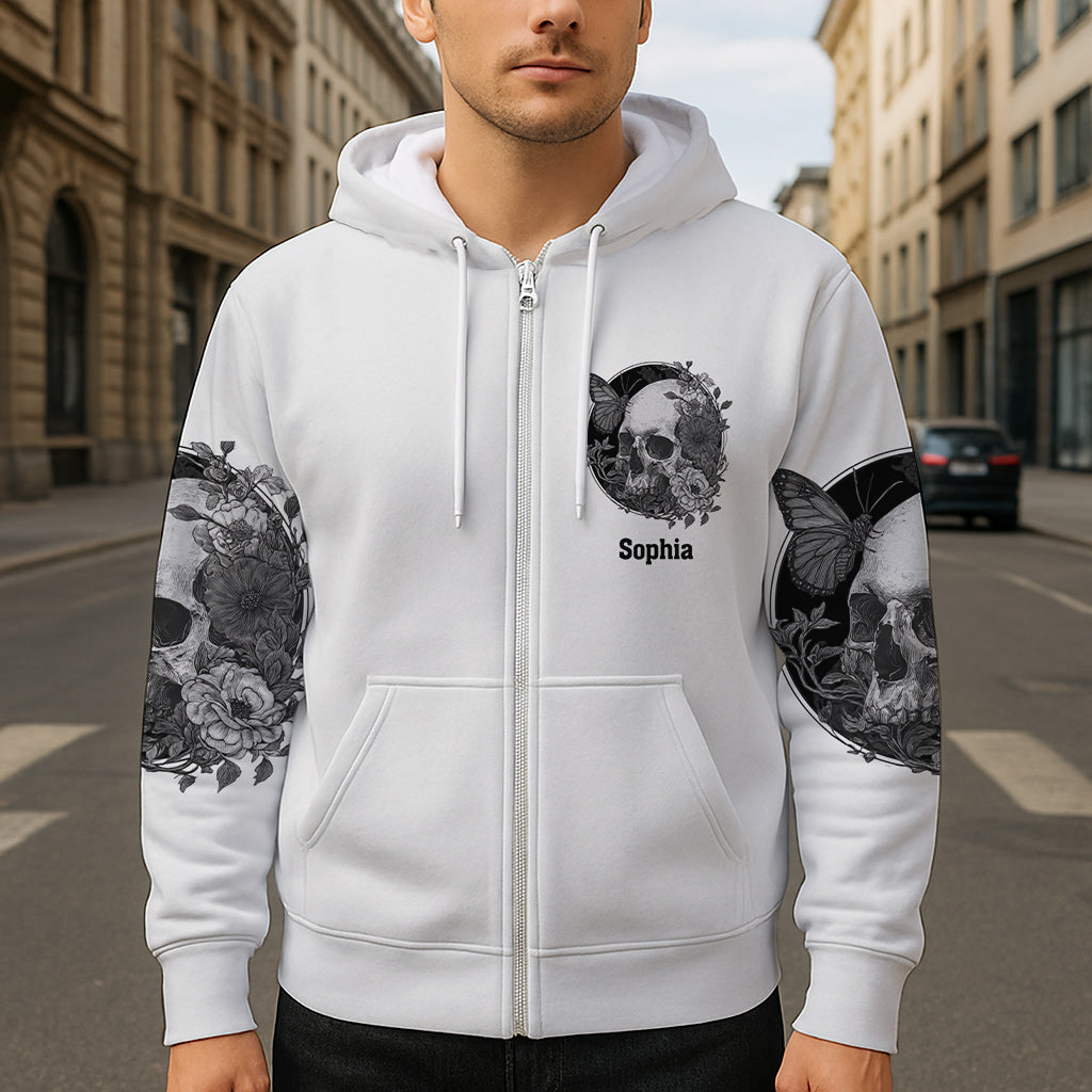 T-shirt personnalisé tête de mort blanche - T-shirt à motif tête de mort intégrale