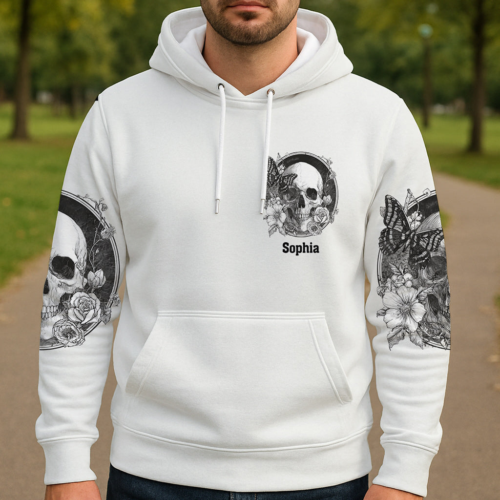 T-shirt personnalisé tête de mort blanche - T-shirt à motif tête de mort intégrale