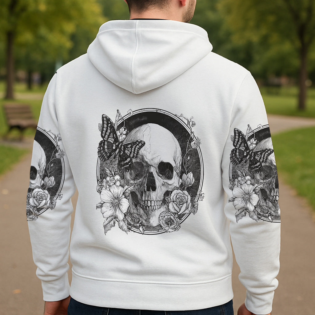 T-shirt personnalisé tête de mort blanche - T-shirt à motif tête de mort intégrale