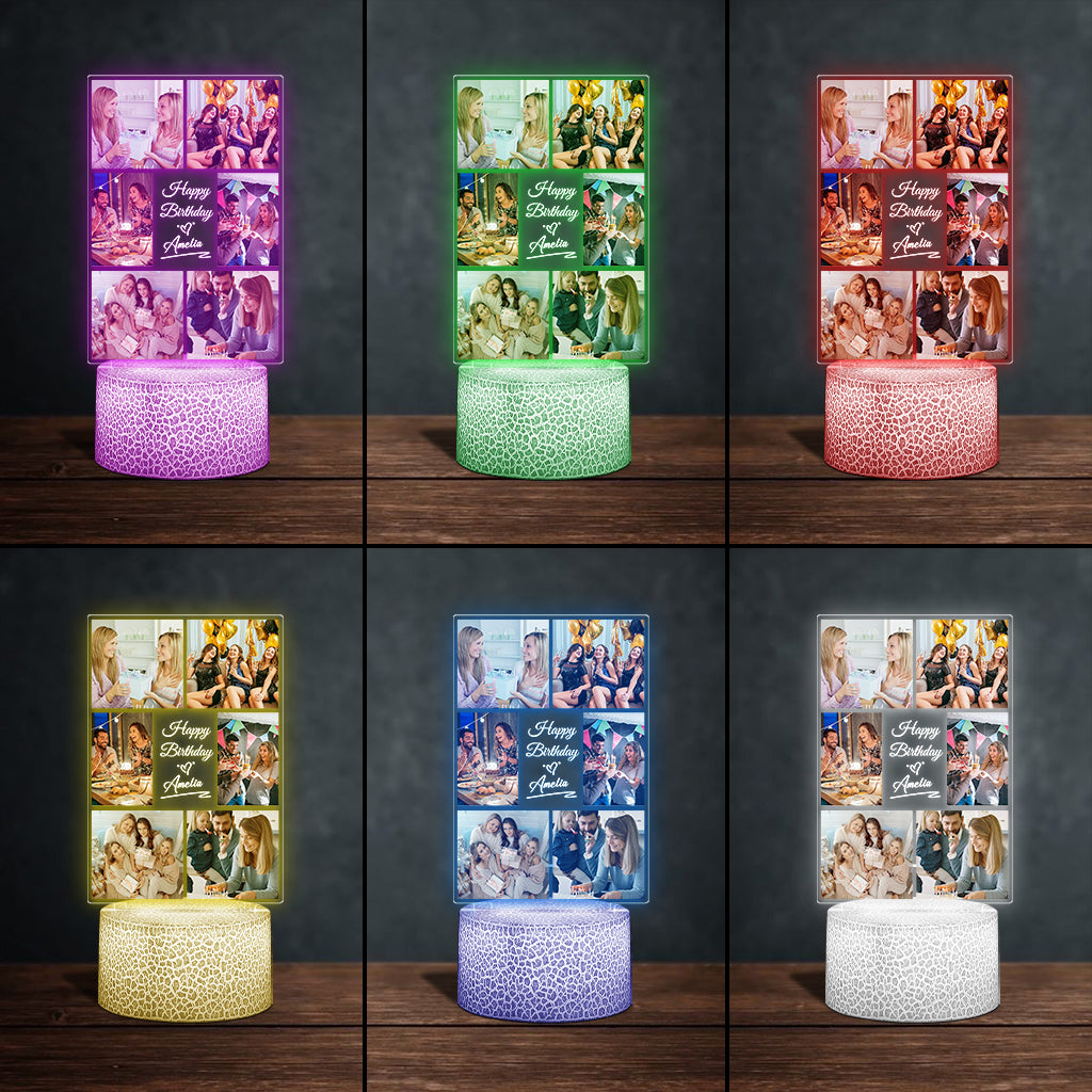 Happy Birthday - Personalized Birthday Shaped Plaque Light Base