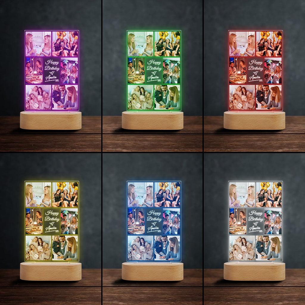 Happy Birthday - Personalized Birthday Shaped Plaque Light Base