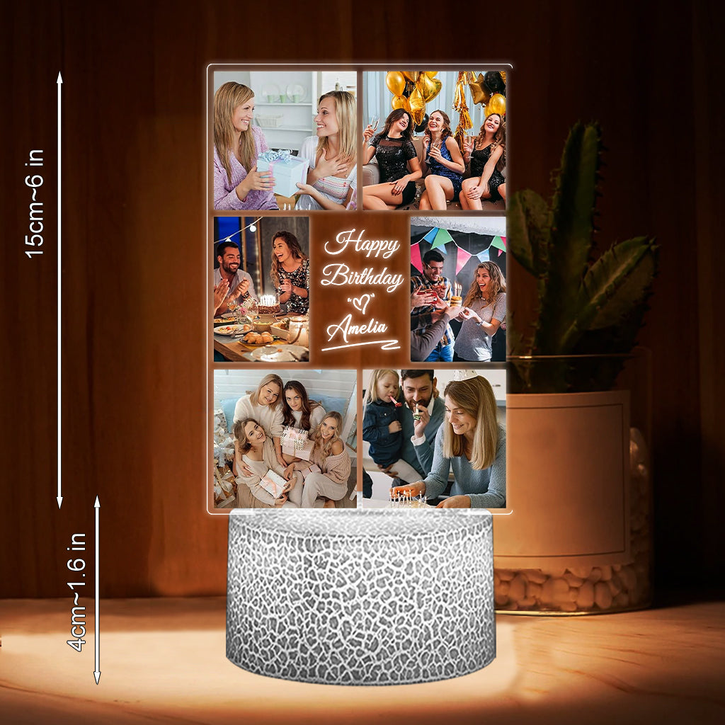 Happy Birthday - Personalized Birthday Shaped Plaque Light Base
