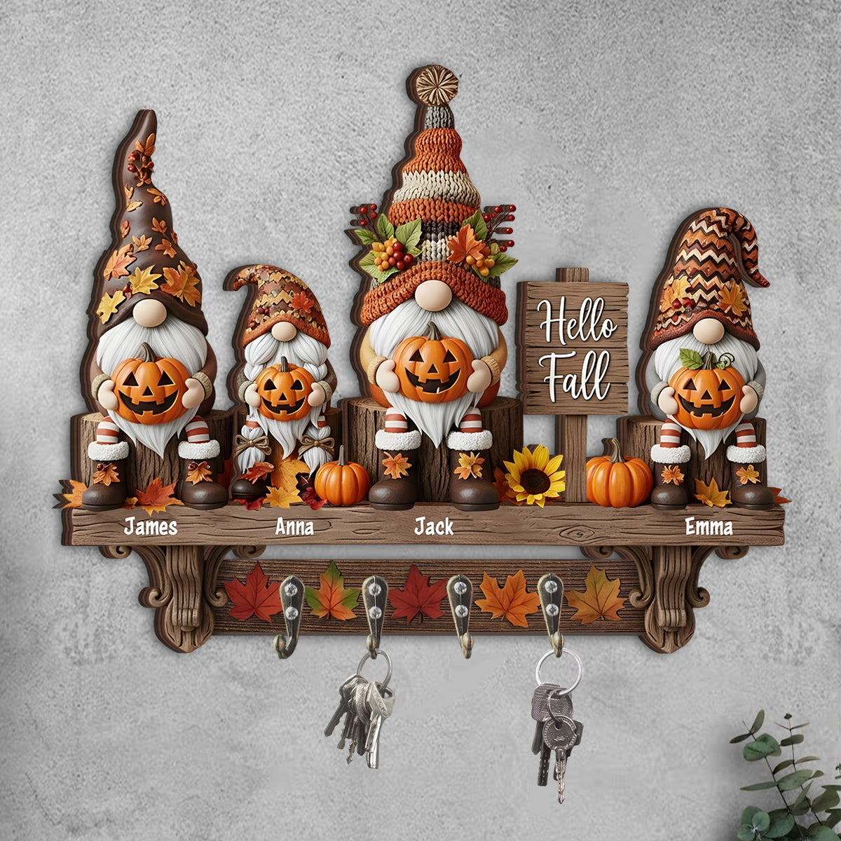 Bonjour l'automne ! Porte-clés personnalisé pour toute la famille.